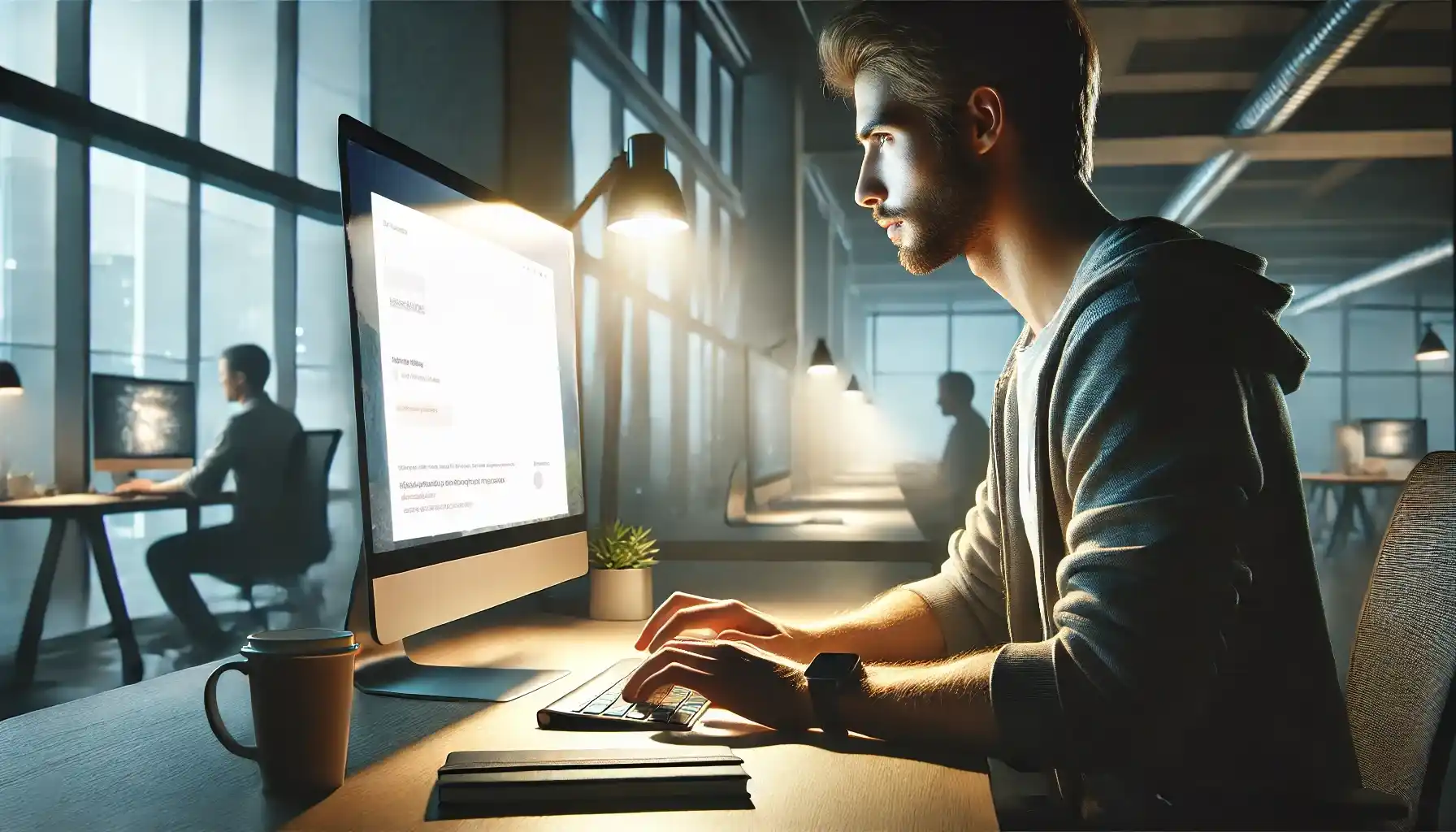 A person running a computer using an artificial intelligence search engine that understands the context and intent of the user.